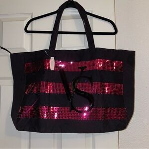 🖤🩷VS🩷🖤 Victoria Secret Hot Pink Sequins tote